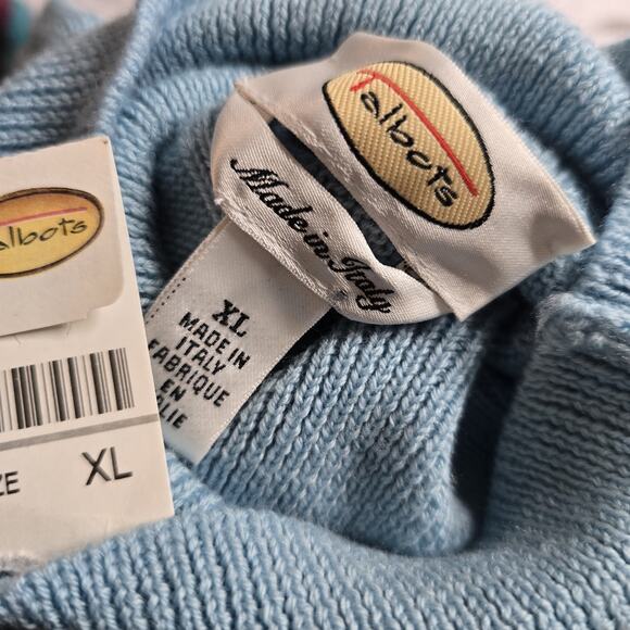 Vintage Talbots Deadstock 100% Italian Merino Wool Baby Blue Knit Sweater New XL - Picture 7 of 10
